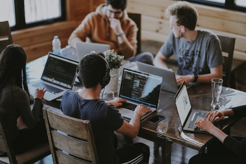 Creative digital marketing team working together